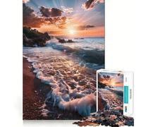 Puzzle da 1000 pezzi "Onde al tramonto" per ragazzi, gioco di logica e divertimento rilassante con bordi lisci, idea regalo creativa 38x26cm