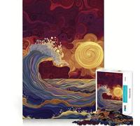 Puzzle da 1000 pezzi "Onde che baciano il tramonto" Gioco creativo per sviluppare le capacità di abilità,incastro perfetto,nessun pezzo si stacca,attività per rafforzare i legami affettivi (38x26cm)