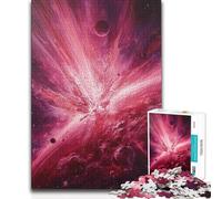 Puzzle da 1000 pezzi, opera d'arte da parete con esplosione di nebulosa spaziale rossa, regalo adatto a persone dai 14 anni in su, 38x26cm