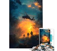 Puzzle da 1000 pezzi Operazione militare nella giungla con elicottero Sfida di intelligenza Giocattolo avvincente Gioco pratico Regalo di compleanno Regalo di Babbo Natale segreto (Dimensioni 38x52cm)