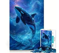 Puzzle da 1000 pezzi "Orca che salta tra le stelle" per ragazzi, gioco di logica e antistress, con bordi di qualità, ideale come regalo di Babbo Natale (50x75cm)