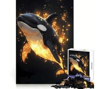 Puzzle da 1000 pezzi "Orca nella luce dorata" per adulti, gioco intelligente per attività domestiche, taglio preciso, decorazione da parete (38x26cm)