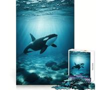 Puzzle da 1000 pezzi "Orca nell'oceano" per adulti, stimola la memoria, ideale per il relax, con tagli precisi, perfetto come regalo per le vacanze (38x52cm)