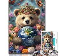 Puzzle da 1000 pezzi Orsetto che tiene la Terra Puzzle da 1000 pezzi, impegnativo e difficile con pezzi completamente interconnessi di forma casuale 26x38cm