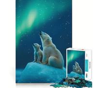 Puzzle da 1000 pezzi "Orsi polari sotto l'aurora boreale" per adolescenti, gioco di logica e rilassamento, con bordi sottili, da collezione (38x26cm)