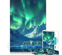 Puzzle da 1000 pezzi "Orsi polari sotto l'aurora boreale" per adolescenti, gioco per allenare la mente, momento di serenità, assemblaggio artistico, regalo stagionale (50x75cm)