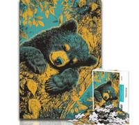 Puzzle da 1000 pezzi "Orso bruno addormentato" per adolescenti, regalo per ammazzare il tempo durante le vacanze, con pezzi completamente interconnessi e di forma casuale, 50x75cm
