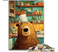Puzzle da 1000 pezzi "Orso bruno che gioca con la carta igienica" per adulti e adolescenti, gioco stimolante e per famiglie con poster abbinato e foglio di quiz (dimensioni 50x75cm)