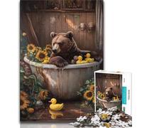 Puzzle da 1000 pezzi "Orso bruno nella toilette" per adolescenti, giocattolo educativo intellettuale decomprimente, ottimi regali e giocattoli (38x26cm)