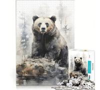Puzzle da 1000 pezzi Orso bruno sulla roccia, giochi per famiglie, rilassante e stimolante per la mente, compleanno e Natale, 38x26cm