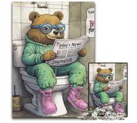 Puzzle da 1000 pezzi "Orso bruno va in bagno" per adulti,puzzle in cartone,gioco interattivo per famiglie,decorazione fai da te per la casa,sfida per il cervello,regalo 26X38CM/10,23x14,96 pollici