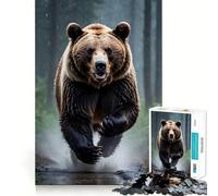 Puzzle da 1000 pezzi "Orso che corre sotto la pioggia" per ragazzi, gioco di puzzle stimolante per il relax, dimensioni precise, regalo per le festività (38x26cm)