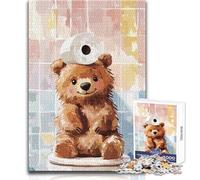 Puzzle da 1000 pezzi "Orso con carta igienica sulla testa" per adulti, attività cognitiva e di apprendimento ludico, regalo perfetto per sorprese gioiose, dimensioni 38x52cm