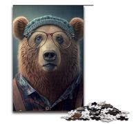 Puzzle da 1000 pezzi "Orso Hipster in Vestiti" Puzzle per Adulti Puzzle in Legno Gioco per Famiglie 1000 PZ