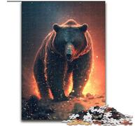 Puzzle da 1000 pezzi "Orso in Fuoco" in legno, dimensioni 50x75cm, gioco rompicapo interattivo per famiglie, adatto dai 14 anni in su.