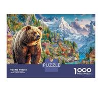Puzzle da 1000 pezzi "Orso nel villaggio" Orso nella foresta autunnale per adulti Gioco educativo Bellissima decorazione Sfida Alta difficoltà Regali di compleanno 70x50cm/1000 pezzi