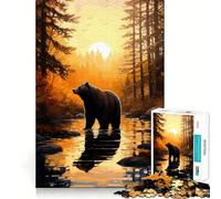 Puzzle da 1000 pezzi Orso nella foresta dorata Taglio preciso Gioco divertente per stimolare la mente e rallentare il ritmo Decorazione natalizia per la casa (38x26cm)