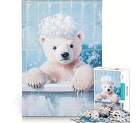Puzzle da 1000 pezzi "Orso polare durante il bagno" gioco rilassante attività intellettuale decompressiva collezione d'artista belle arti 50x75cm