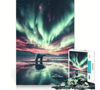 Puzzle da 1000 pezzi "Orso polare nel cielo dell'aurora boreale" per adulti ideale per migliorare la memoria alleviare lo stress e creare un'attività rilassante perfetto come regalo di Natale