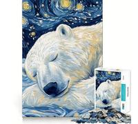 Puzzle da 1000 pezzi Orso polare notte stellata per adulti, puzzle rilassante, arte da assemblare, (38x26cm)
