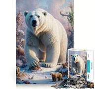 Puzzle da 1000 pezzi "Orso polare re del ghiaccio" per adolescenti, gioco di logica e rilassamento, con bordi sottili, da collezione (38x52cm)