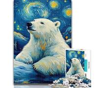 Puzzle da 1000 pezzi Orso polare sotto il cielo notturno Puzzle da 1000 pezzi per adulti e adolescenti, gioco stimolante e gioco in famiglia Regali di Babbo Natale segreto 50x75cm