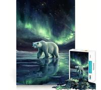 Puzzle da 1000 pezzi "Orso polare sotto l'aurora boreale" per ragazzi, gioco di logica, leggero e rilassante, taglio liscio, decorazione da parete (50x75cm)