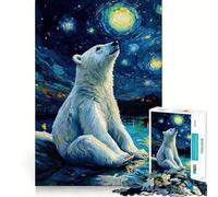 Puzzle da 1000 pezzi "Orso polare sotto una notte stellata" per ragazzi, ideale per migliorare la memoria, rilassarsi e divertirsi, con bordi precisi Regalo creativo (50x75cm)