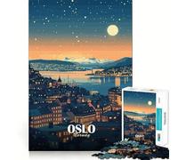 Puzzle da 1000 pezzi Oslo,Norvegia,panorama urbano notturno Gioco di precisione,divertente e stimolante per risolvere problemi Un gioco tranquillo per momenti di relax Decorazione natalizia,regalo