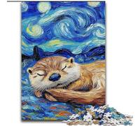 Puzzle da 1000 pezzi "Otter Night Sky" per adulti e adolescenti, aiuta il cervello a esercitare i giocattoli avvincenti per coltivare la pazienza, decorazione perfetta (26x38cm)