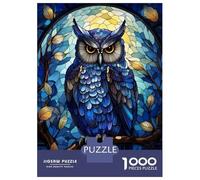 Puzzle Da 1000 Pezzi Owl Stained Glass Puzzle Per Adulti Gioco Rompicapo Decorazione Perfetta Regali Unici Per Compleanno E Natale 70x50cm/1000pcs