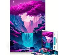 Puzzle da 1000 pezzi "Paesaggio al neon al chiaro di luna" per adolescenti, ideale per migliorare la memoria, senza stress, con design e assemblaggio rilassanti, un regalo speciale (50x75cm)