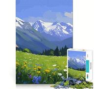 Puzzle da 1000 pezzi "Paesaggio alpino" con motivo a memoria di movimento,superficie liscia e priva di sbavature,ideale per un divertente passatempo (50x75cm)