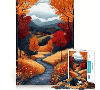 Puzzle da 1000 pezzi Paesaggio autunnale con sentiero tortuoso Incastro preciso Gioco di logica Gioco di pensiero Rilassante Regalo di Natale artistico (50x75cm)