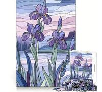 Puzzle da 1000 pezzi "Paesaggio con iris viola" per adulti Puzzle che stimola la logica,ideale per una fuga rilassante e precisa Regalo speciale (38x26cm)