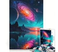 Puzzle da 1000 pezzi Paesaggio cosmico con galassia e pianeti, gioco rompicapo, rilassante per l'intelletto, ideale come regalo per tutta la famiglia 38x52cm