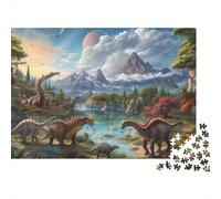 Puzzle da 1000 pezzi "Paesaggio dei dinosauri" con paesaggio della valle dei dinosauri, gioco educativo per adulti, decorazione per la casa, difficile e stimolante, regalo di compleanno. 52x38 cm.