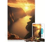 Puzzle da 1000 pezzi "Paesaggio del fiordo al tramonto" per adolescenti, gioco cognitivo, divertimento lento, bordo premium, scegli il desiderio di Babbo Natale 38x26cm