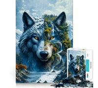 Puzzle da 1000 pezzi "Paesaggio del Lupo e della Montagna",divertente per allenare la mente,con pezzi che si incastrano perfettamente e con precisione Un hobby affascinante per i momenti di svago