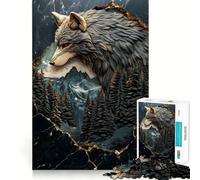 Puzzle da 1000 pezzi "Paesaggio del Lupo e della Montagna",divertente per allenare la mente,con pezzi che si incastrano perfettamente e con precisione Un hobby affascinante per i momenti di svago