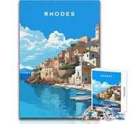 Puzzle da 1000 pezzi - Paesaggio dell'isola di Rodi, calma, piacevole, tempo libero, divertimento, precisione, senza soluzione di continuità, giocattolo, dimensioni 50x75cm