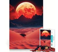 Puzzle da 1000 pezzi "Paesaggio desertico rosso con luna piena" per adulti, ideale per rafforzare la memoria, per un divertimento informale, con bordi netti e un design classico (38x26cm)