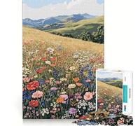 Puzzle da 1000 pezzi "Paesaggio di prato fiorito" per adolescenti,gioco di abilità mentale,taglio laser per un incastro perfetto,rilassante attività di gruppo al chiuso (38x26cm)