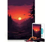 Puzzle da 1000 pezzi "Paesaggio forestale al tramonto" per adulti, gioco per esercitare la mente, divertimento condiviso, taglio di precisione, opera d'arte da esporre 38x52cm