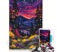 Puzzle da 1000 pezzi "Paesaggio incantato della foresta al crepuscolo", gioco interattivo, allena la mente e la manualità, con pezzi a incastro di forma casuale 38x52cm