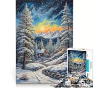 Puzzle da 1000 pezzi "Paesaggio invernale di Van Gogh" gioco educativo rilassante e stimolante per la mente ideale come decorazione da scrivania 38x52cm