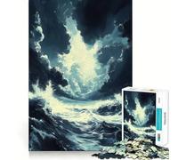 Puzzle da 1000 pezzi "Paesaggio marino tempestoso" per adolescenti, gioco di logica solido, divertimento rilassante, taglio di precisione, articolo ideale per i desideri di Babbo Natale 50x75cm