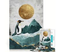 Puzzle da 1000 pezzi "Paesaggio montano con pinguini" per ragazzi, ideale per migliorare la memoria, senza stress, con un design che facilita l'assemblaggio e un regalo speciale (38x52cm)
