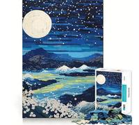 Puzzle da 1000 pezzi "Paesaggio notturno con luna e montagne" per adulti, ideale per stimolare la memoria, divertimento al chiuso e assemblaggio, regalo di Natale (50x75cm)