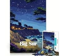 Puzzle da 1000 pezzi Paesaggio notturno di Big Sur,California Taglio preciso Gioco divertente che stimola la mente e favorisce il relax Decorazione natalizia per la casa (38x26cm)